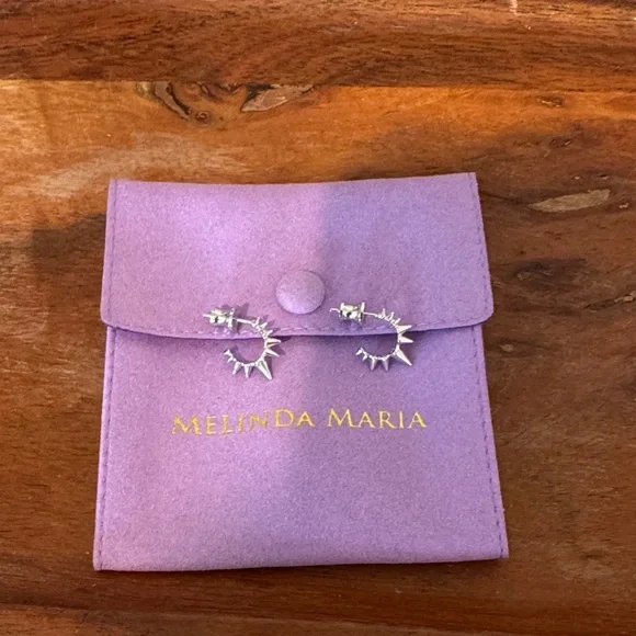 Melinda Maria Silver Gabriella Spiked Hoop Earrings New in Pouch - Picture 1 of 1